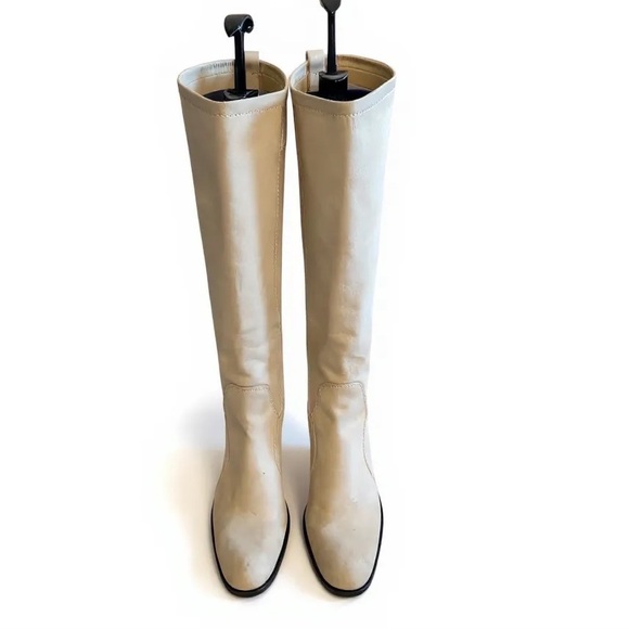 Elegant Cream Suede Knee-High Made in Italy Women's Boots - Picture 2 of 7